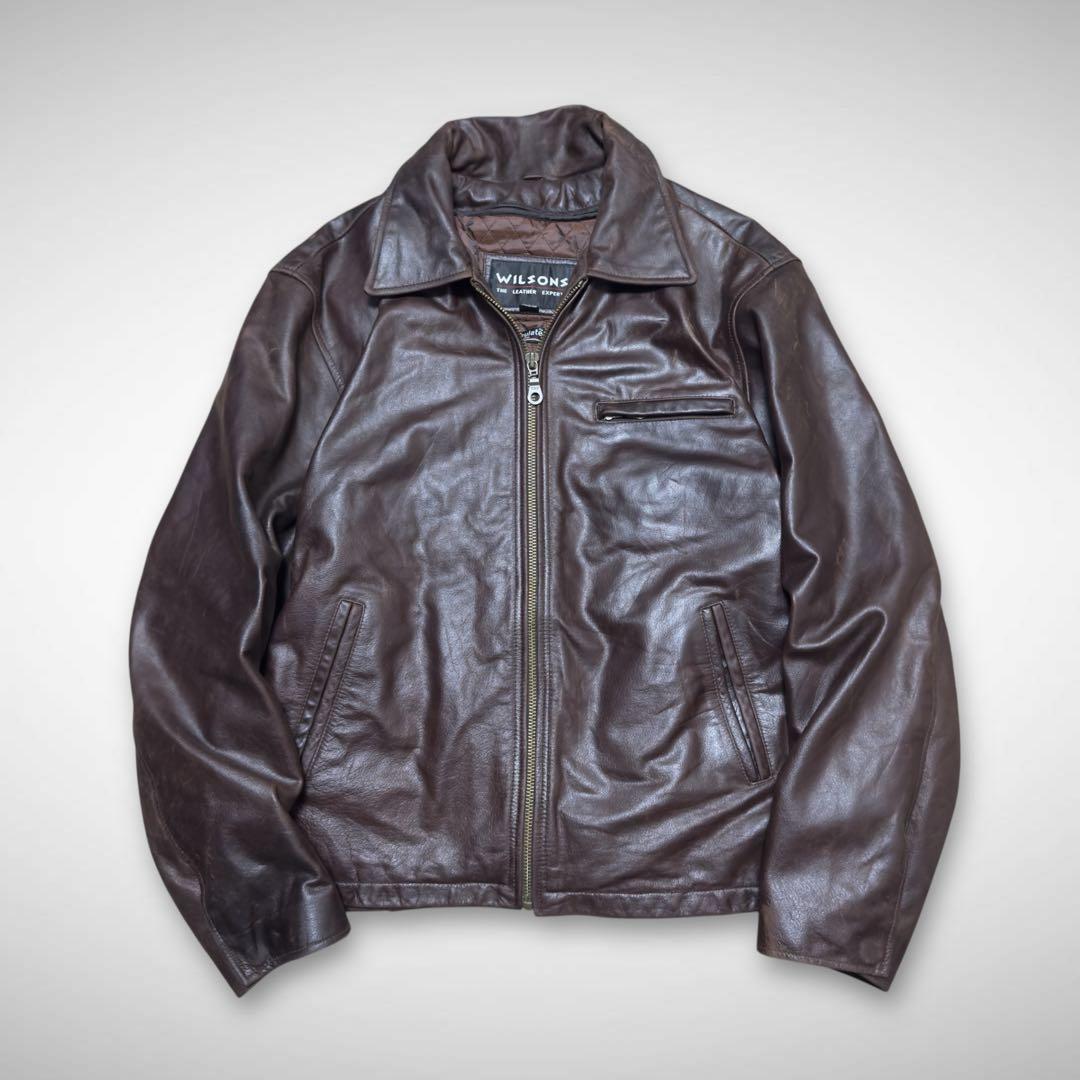 シングルライダースレザージャケット ドリズラージャケットチョコレートブラウン短丈