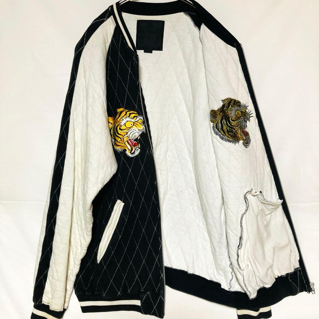 x*x様 コアファイター 顔虎 刺繍 スカジャン XLサイズ キルティング 白