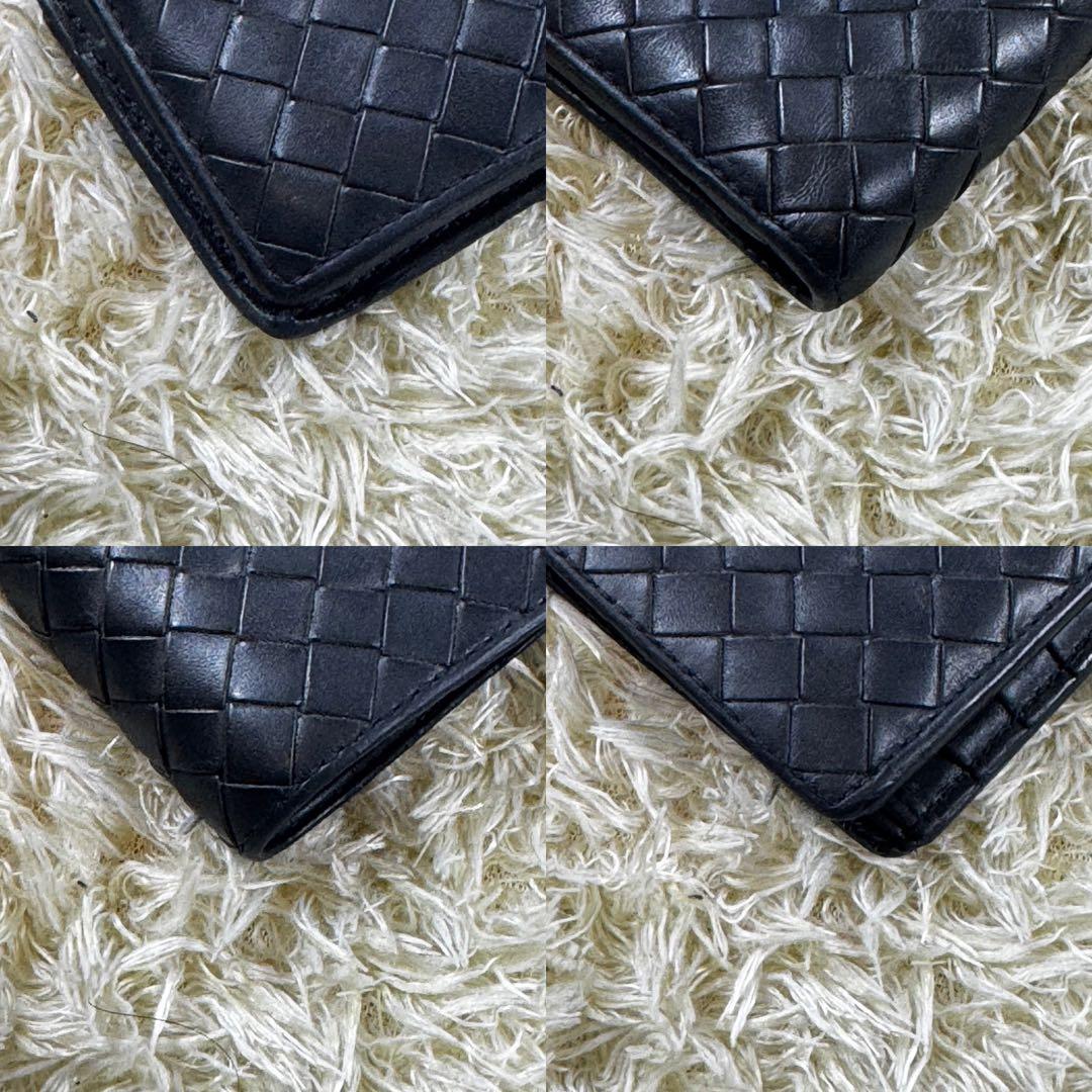 人気✨ボッテガヴェネタ　二つ折り財布　札入れ　イントレチャート　ネイビー