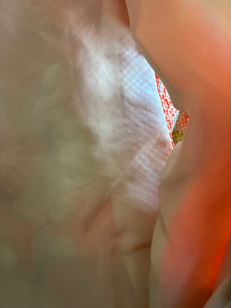 【逸品】藤娘きぬたや　総絞り　振袖　橙色　裄64 長襦袢　刺繍半襟(さんび)付き