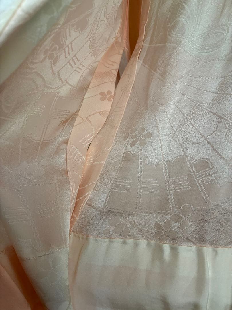 【逸品】藤娘きぬたや　総絞り　振袖　橙色　裄64 長襦袢　刺繍半襟(さんび)付き