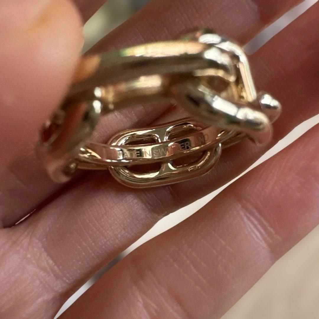 HERMES エルメス スカーフリング90 ゴールド シェーヌダンクル