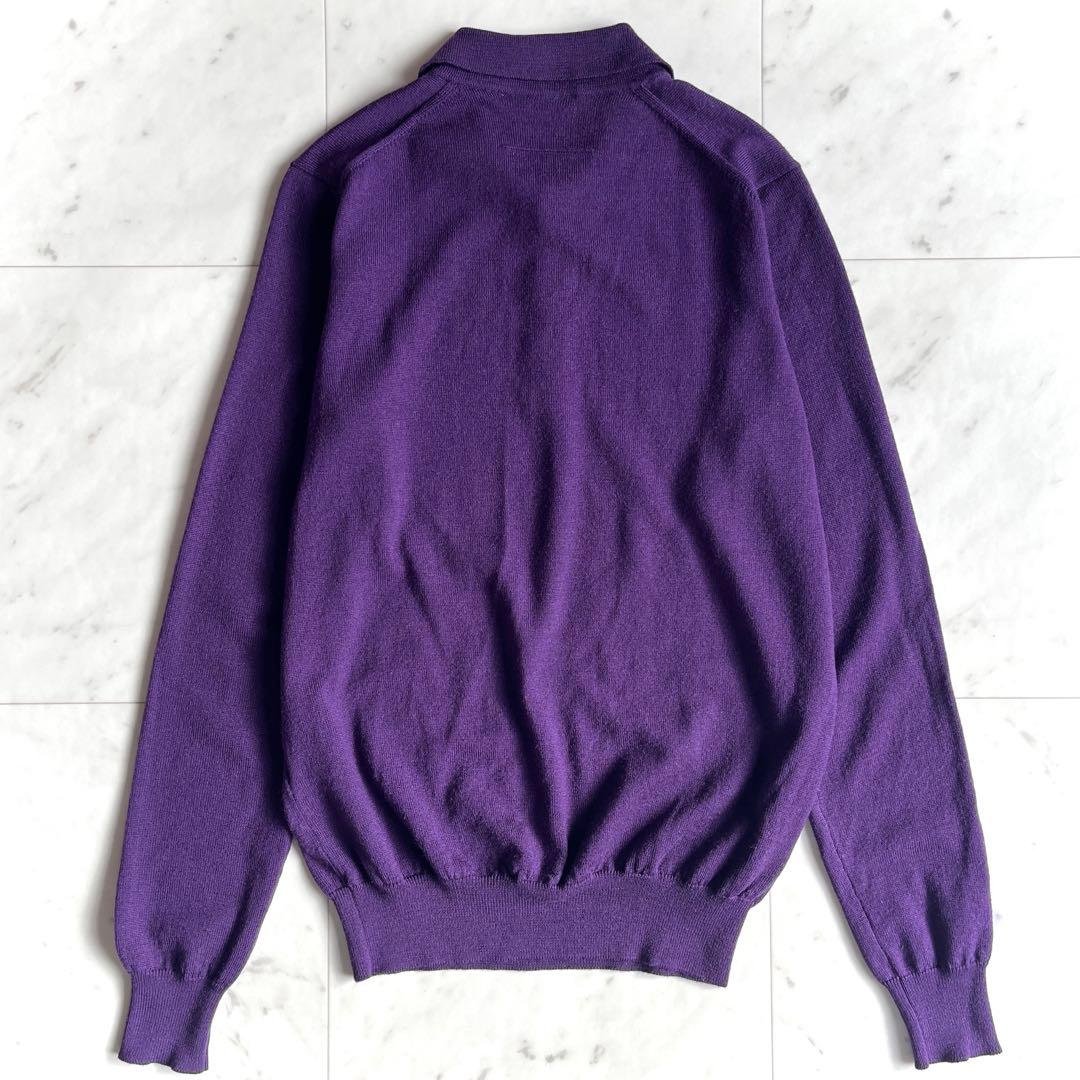 スローン ニット セーター ニットポロ ポロシャツ 日本製 パープル 紫 2