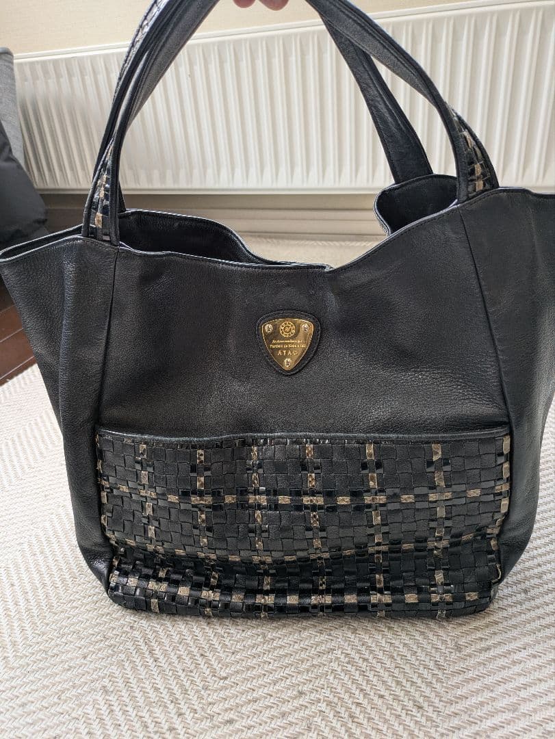 美品 アタオ　トートバッグ　ルーク　セシル　編みこみ　レザー　パイソン
