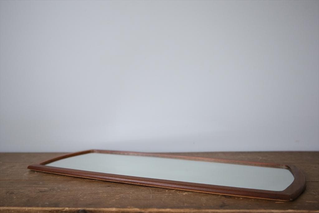 英国アンティークチーク古木ウォールミラー/木製壁掛け鏡/立鏡/姿見(91-197