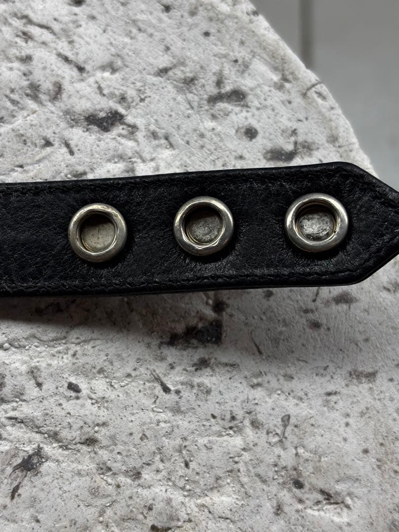 クロムハーツ レザー バングル 3ボタン2スナップ ブレスレット