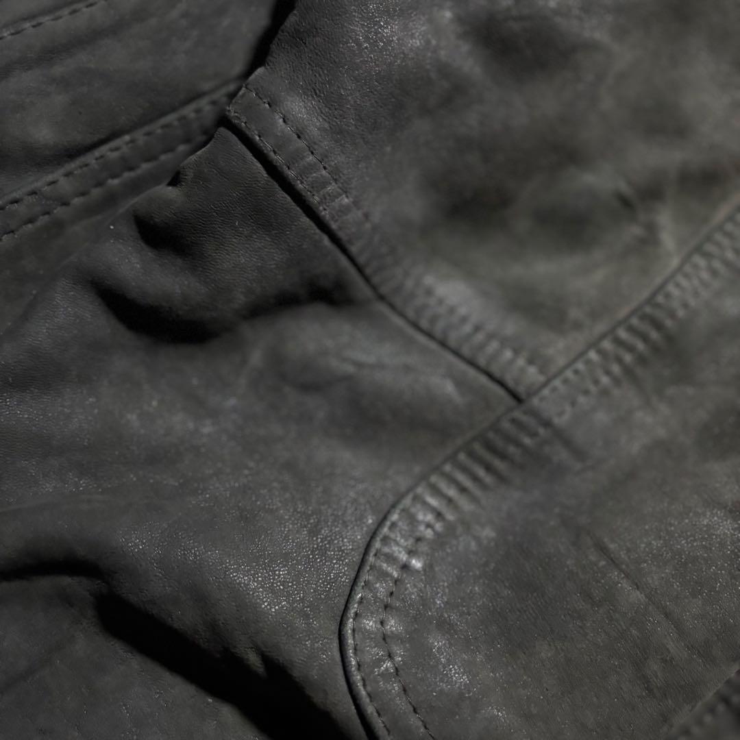 90s本革 レザージャケット 黒 ビッグシルエット 短丈 フライト