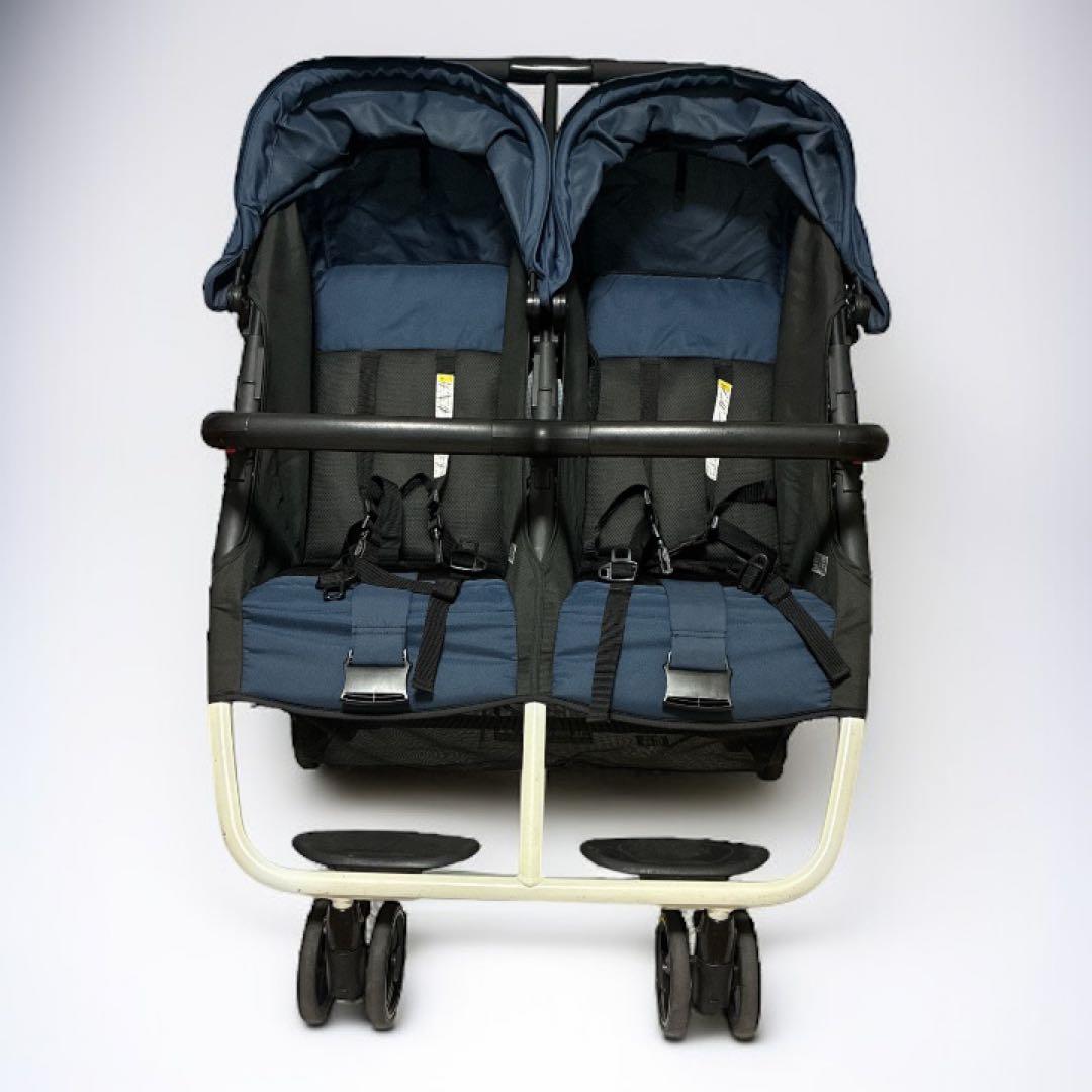 ココロンツイン ベビーカー メッシュ ネイビー 双子用 2人乗り 折りたたみ