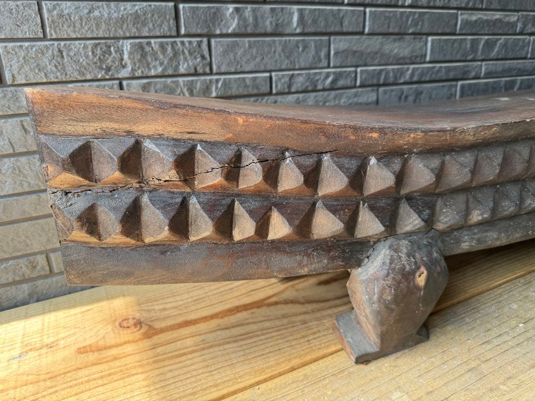 ワニ　置物　木製　ベンチ　鉢置　アジアン　アンティーク　オブジェ　木彫り