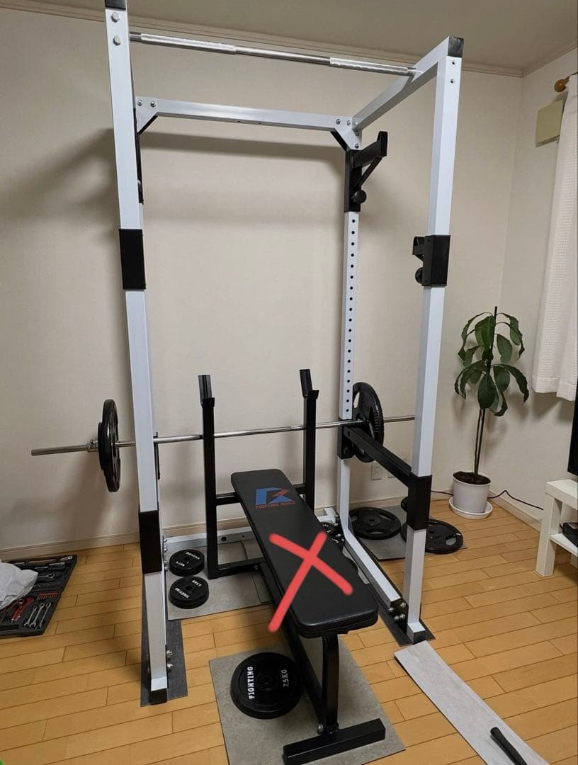【発送不可】ベンチプレス、フレームセット　合計120kg