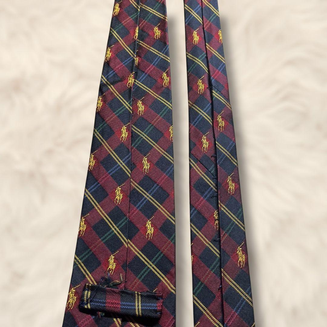 【美品✨】ポロバイラルフローレン タータンチェック 総柄ポニー刺繍 赤濃紺青緑黄