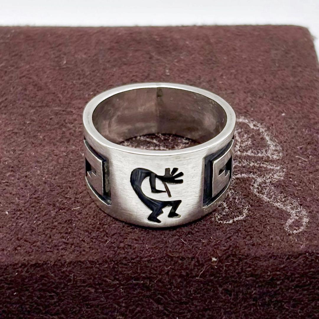 ホピ族 ジーン・プーヤウマ オーバーレイ ココペリ リング 17号 希少 美品