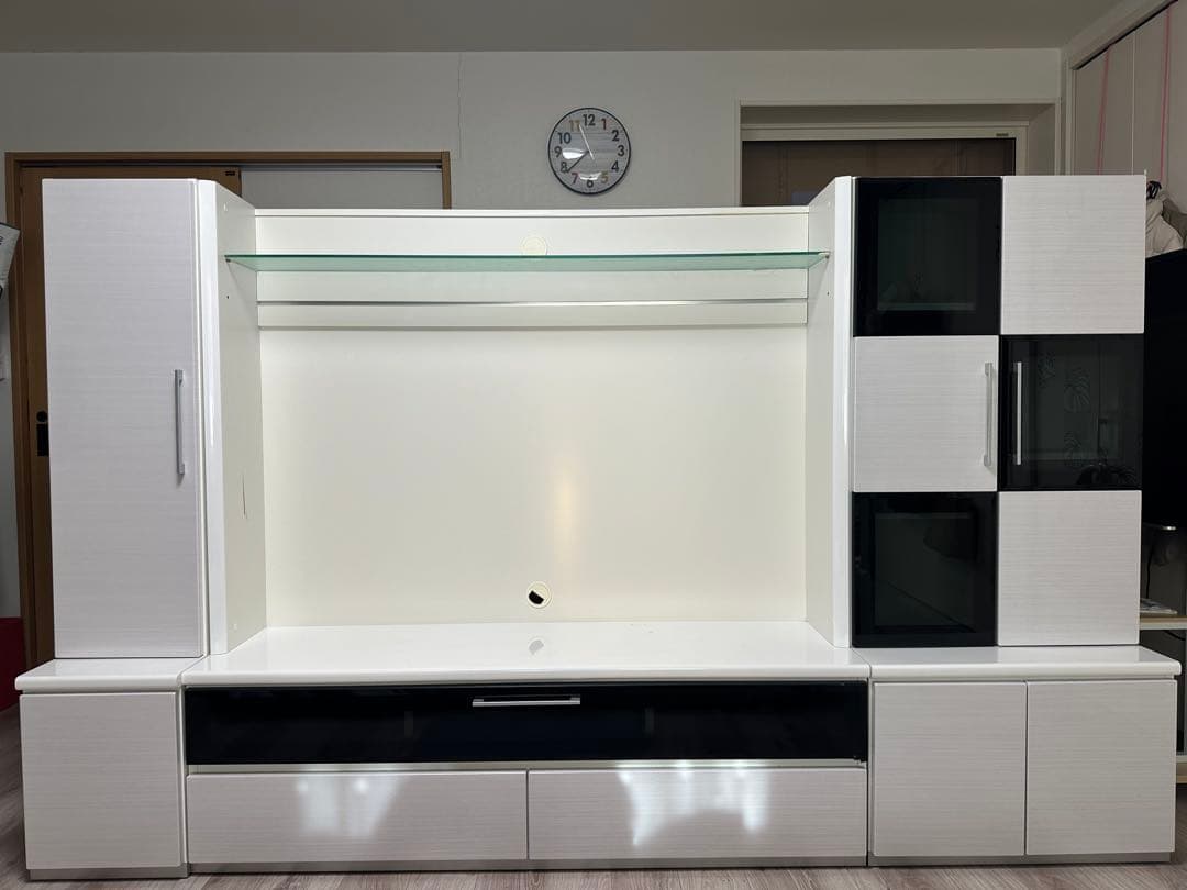 大型モダン ホワイト テレビ台 収納付き