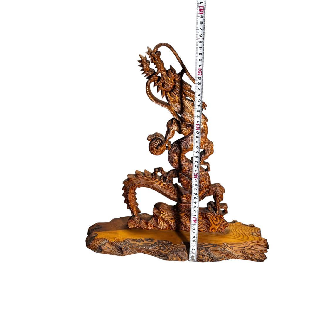 昇龍　木彫　龍　竜　縁起物　置物　インテリア　ドラゴン　木製　オブジェ