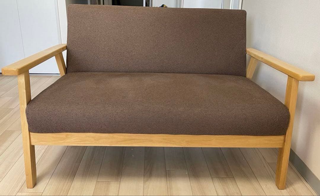 ブラウンファブリック 2人掛けソファ