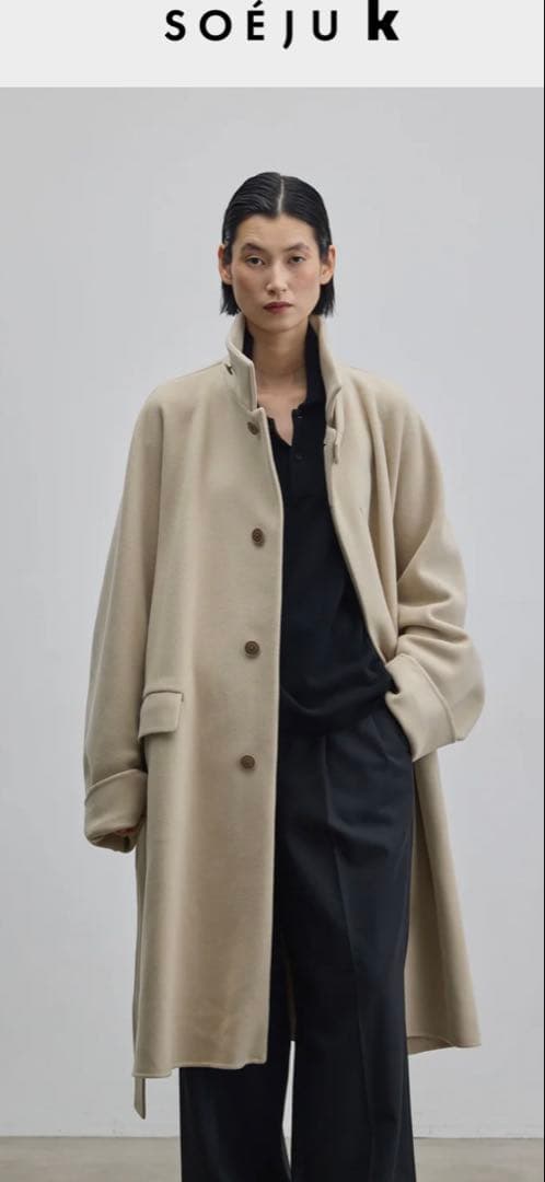 ソージュ　ユニセックス　スーパー140メルトンバルマカーンコート