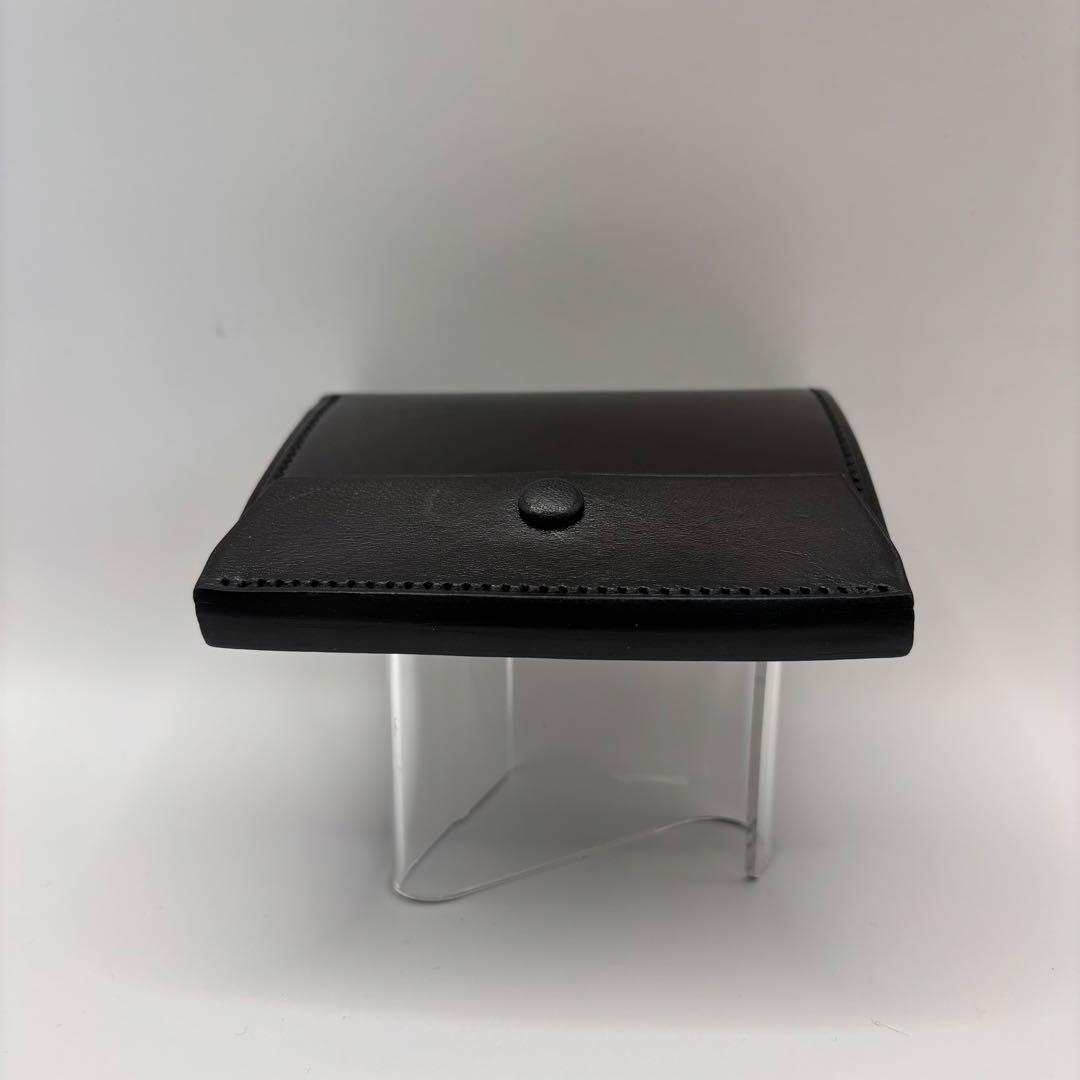 万双　厚コバ　二つ折り財布　折り財布　ブラック　コンパクト　革　レザー　黒色