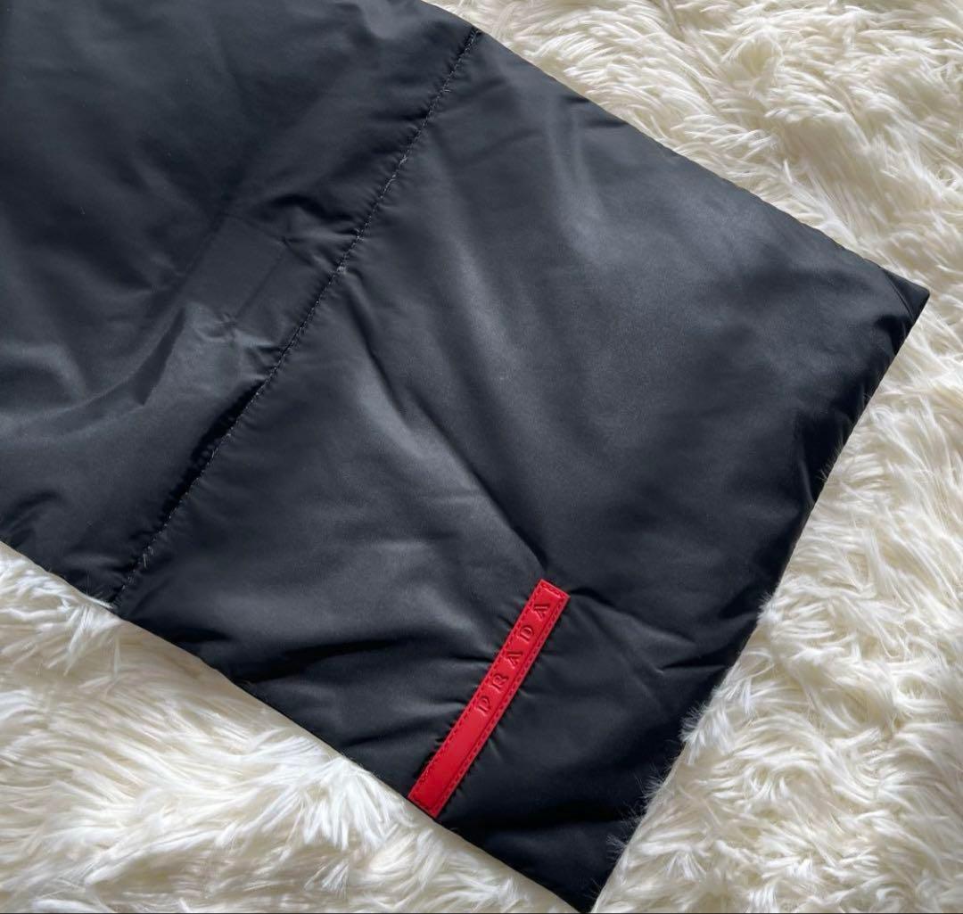 【美品】PRADA SPORT ナイロンダウンマフラー ブラック イタリア製