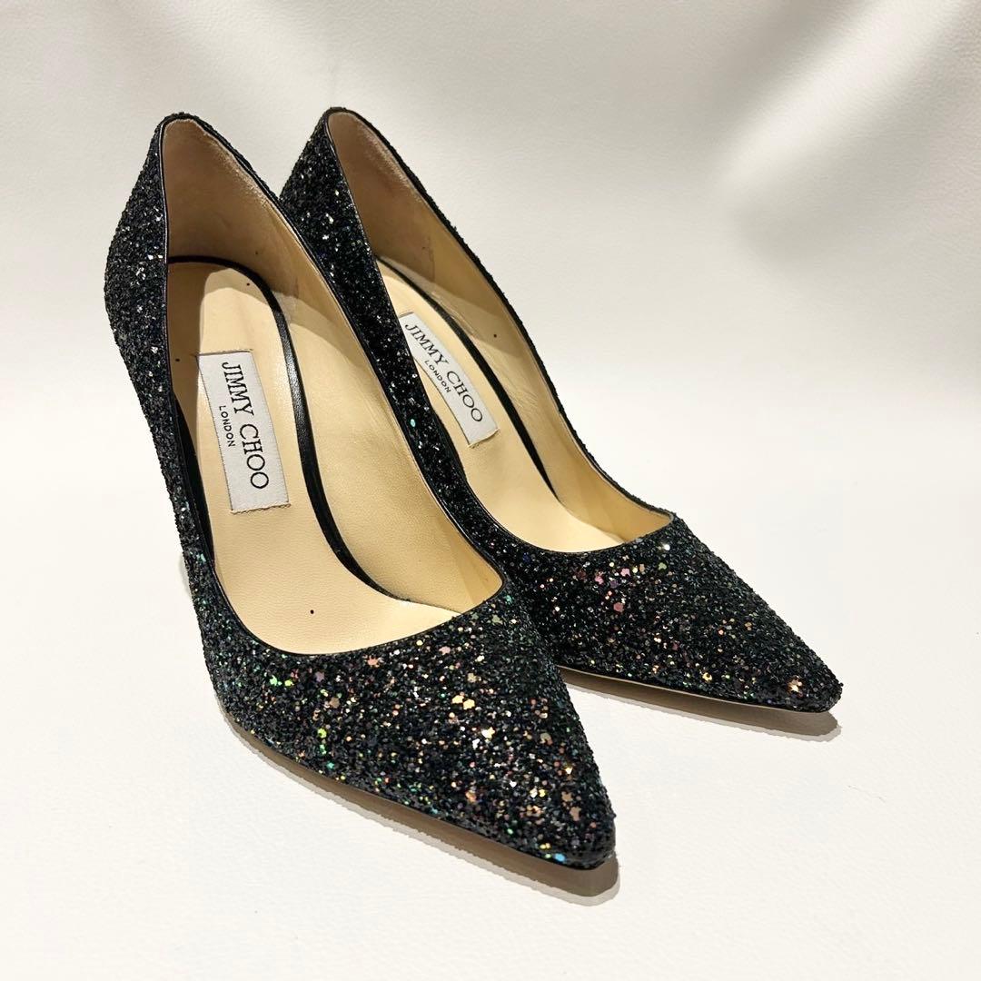 ジミーチュウ ABEL アベル グリッター ラメ パンプス ポインテッドトゥ