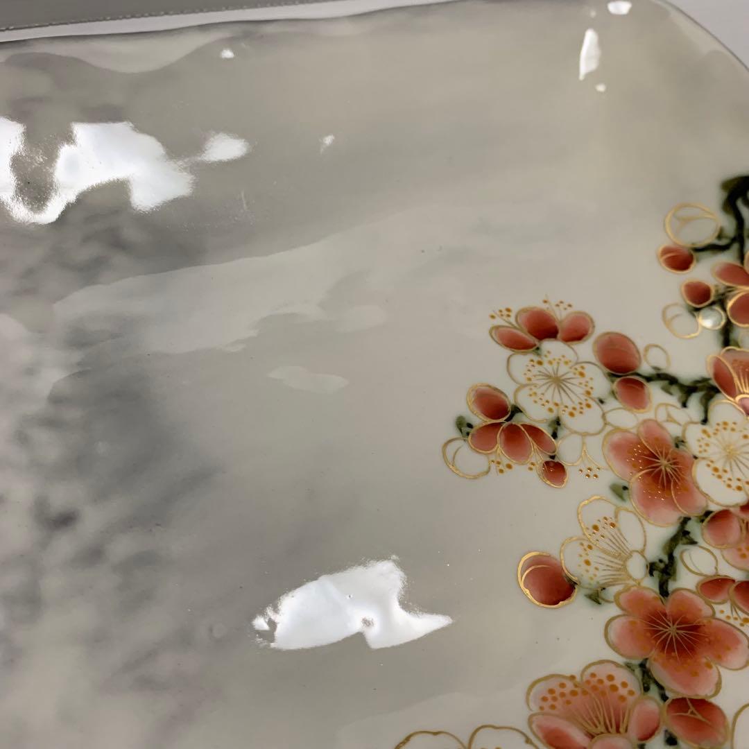 は*な様 京焼　清水焼　陶葊　とうあんの焼物 金彩の梅の花　陶器磁器　角皿　 約