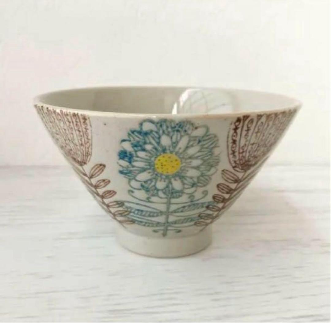 新品　波佐見焼 茶碗11cm マーガレット 玉有オリジナル　グリーン