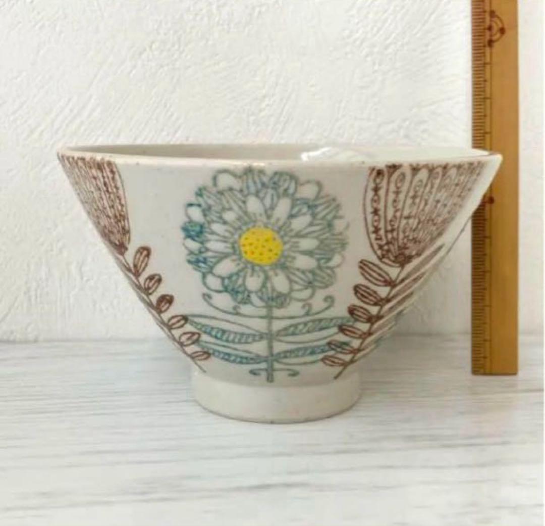 新品　波佐見焼 茶碗11cm マーガレット 玉有オリジナル　グリーン