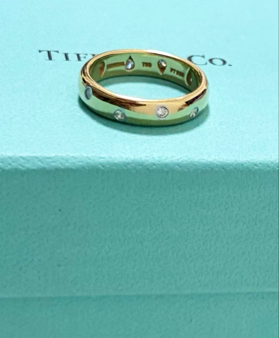 ティファニードッツリング k18イエローゴールド、プラチナ950、ダイヤ #50