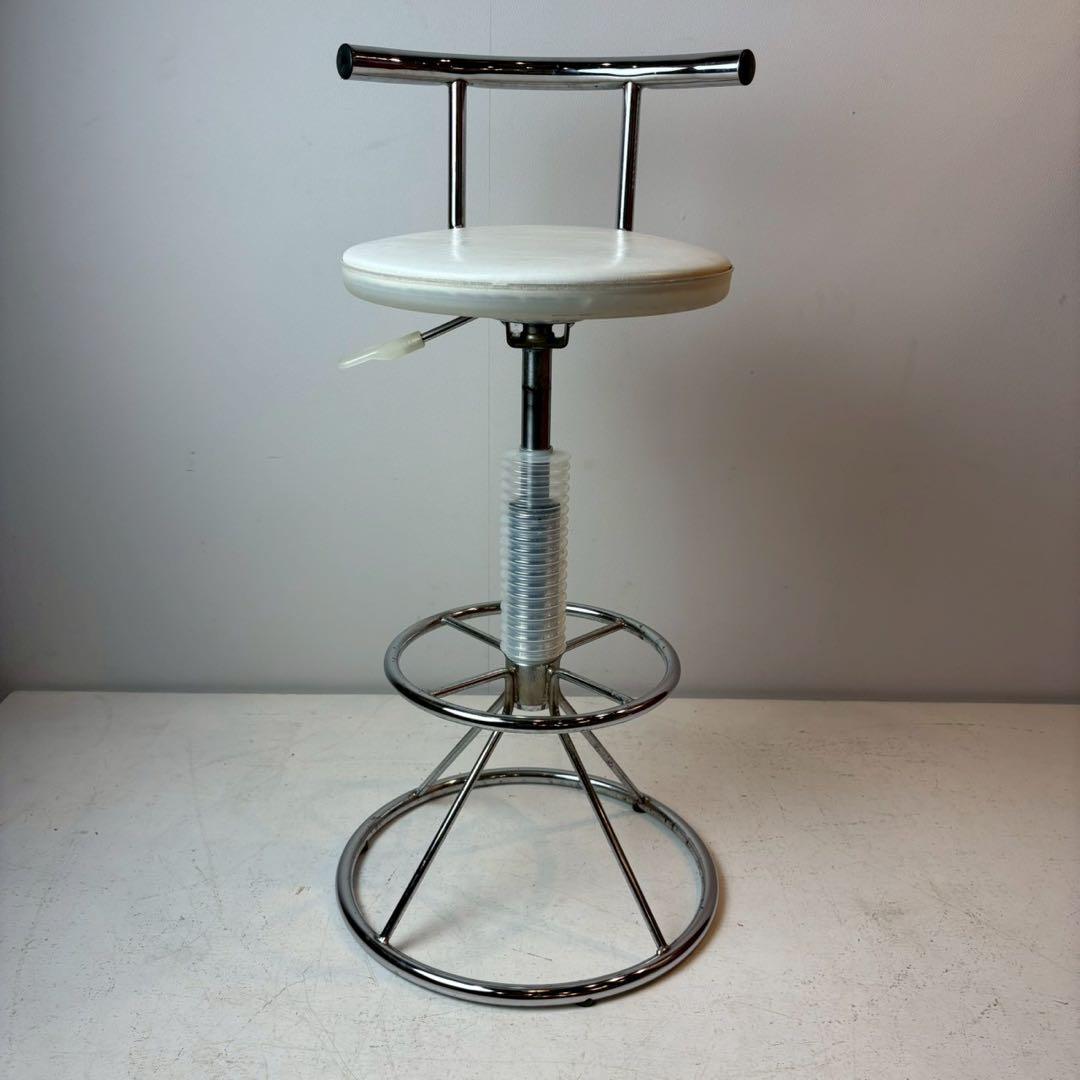 カウンターチェア スタンド椅子 バーチェア 昇降式　ホワイト　ミッドセンチュリー