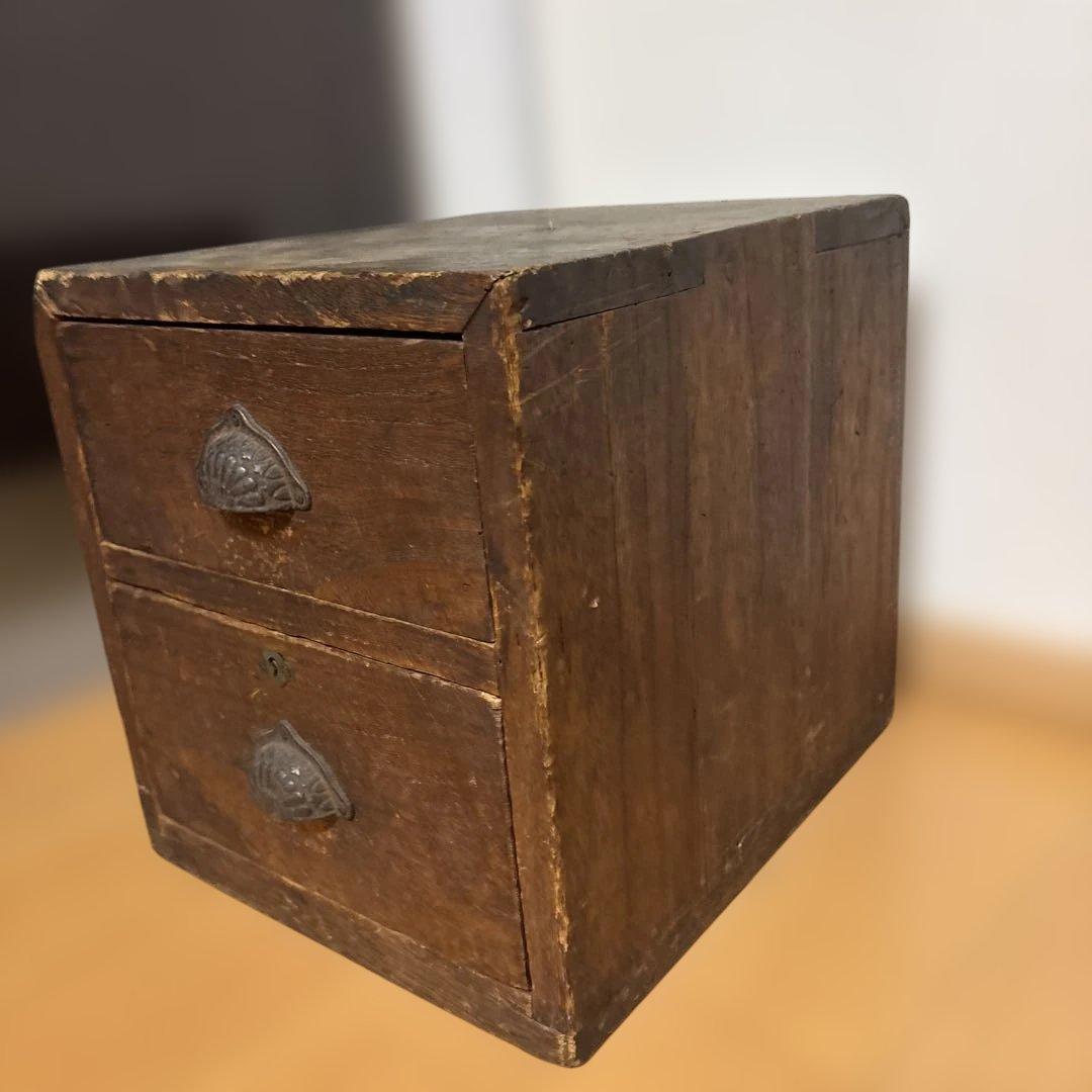 戦前？重厚な2段の小引き出し　昭和レトロ