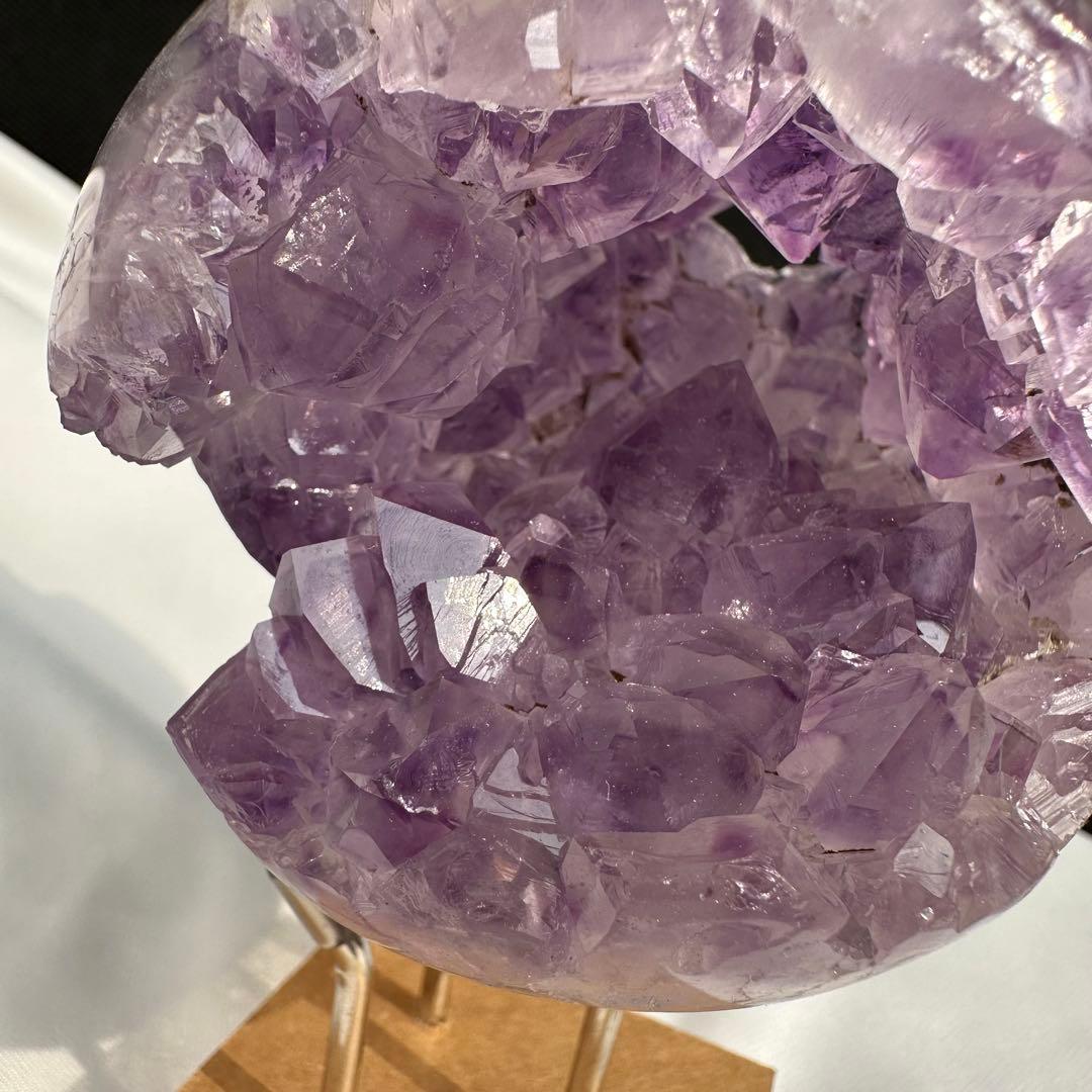 天然石アメジストの笑い口　置物　スフィアD.77