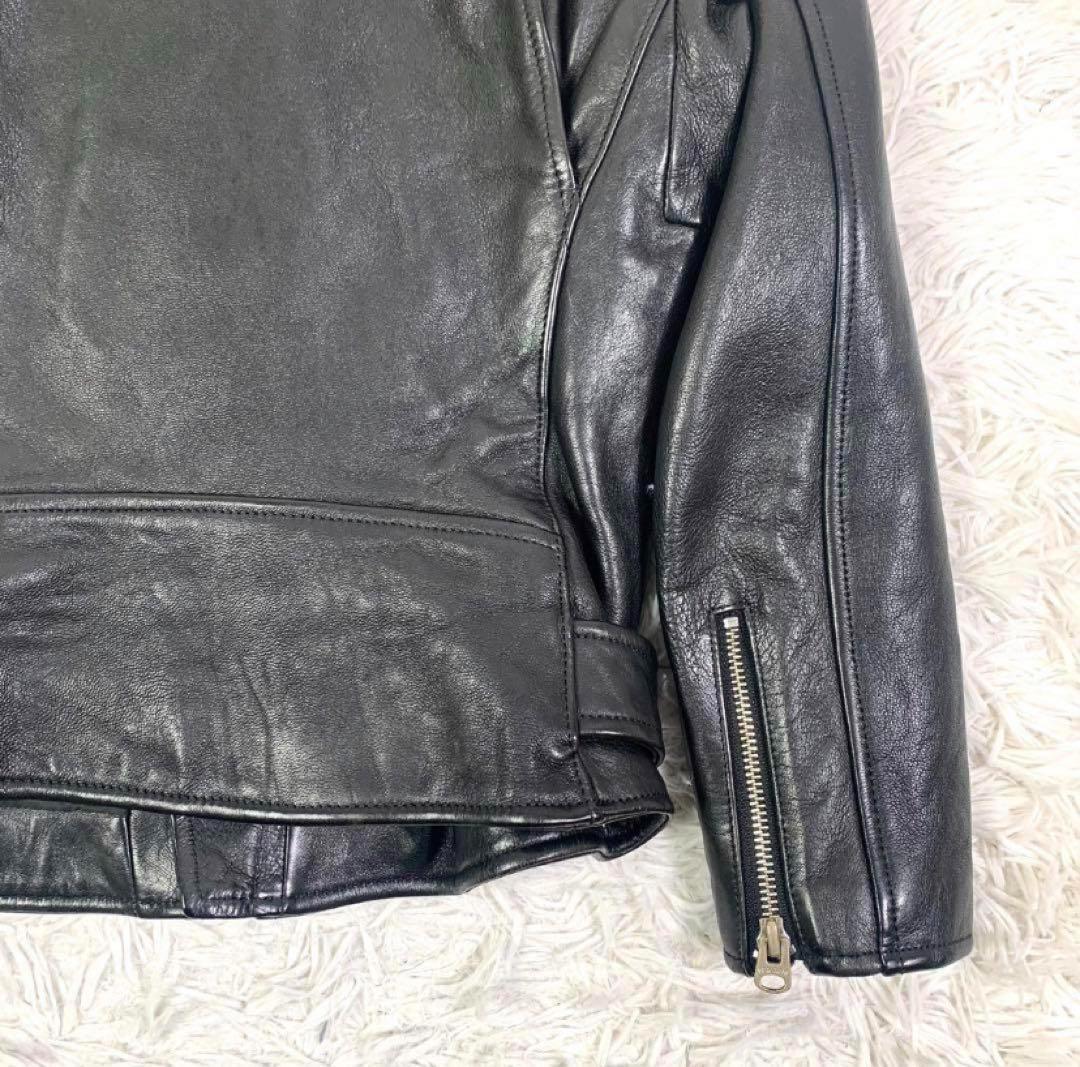 ビューティフルピープル ダブル レザージャケット ライダース ラムレザー 黒