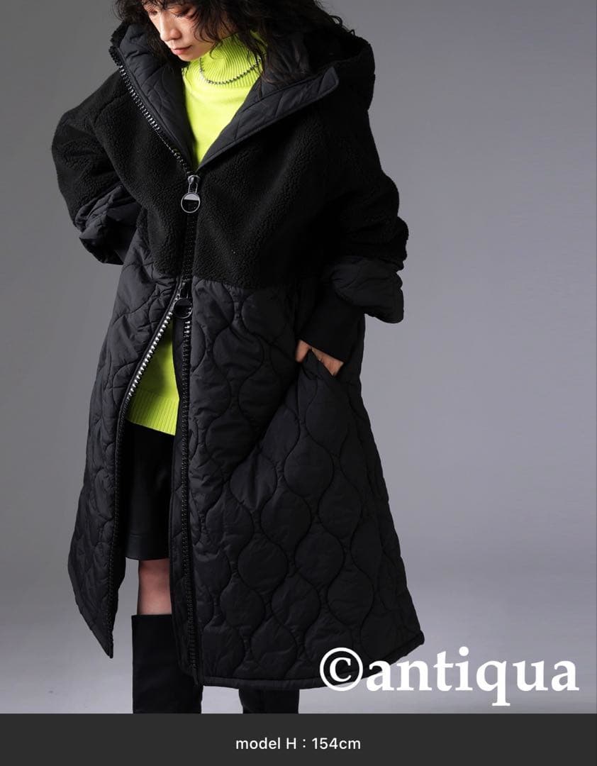 antiqua アンティカ ♡ ビッグファスナーロングコート