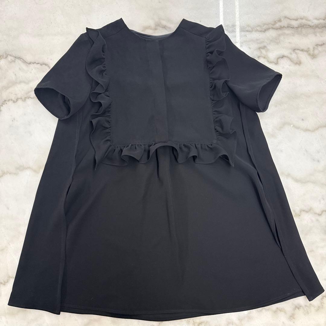 YOKOCHAN フリルトリムブラウス　ブラック