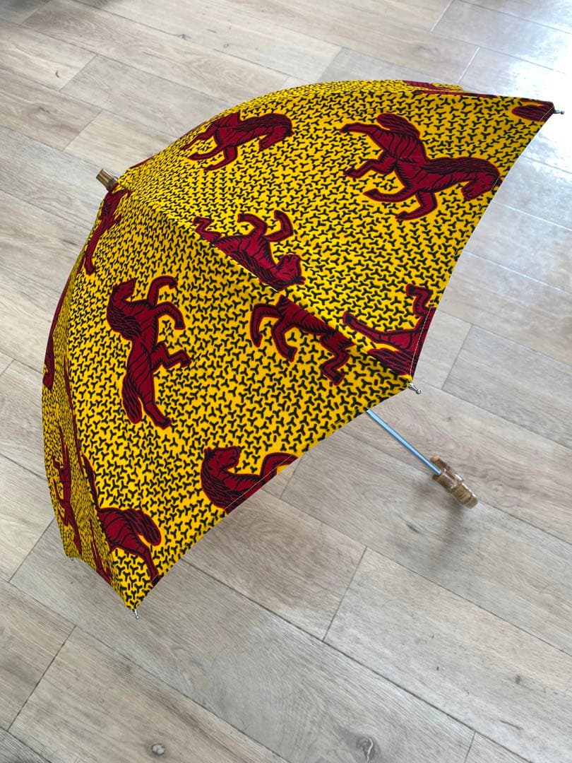 アフリカンファブリック　馬柄　日傘　ハンドメイド