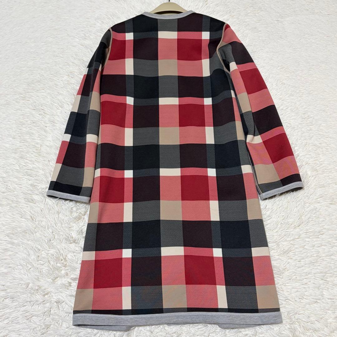 美品　ブルーレーベルクレストブリッジ　リバーシブル　ノーカラーコート　チェック