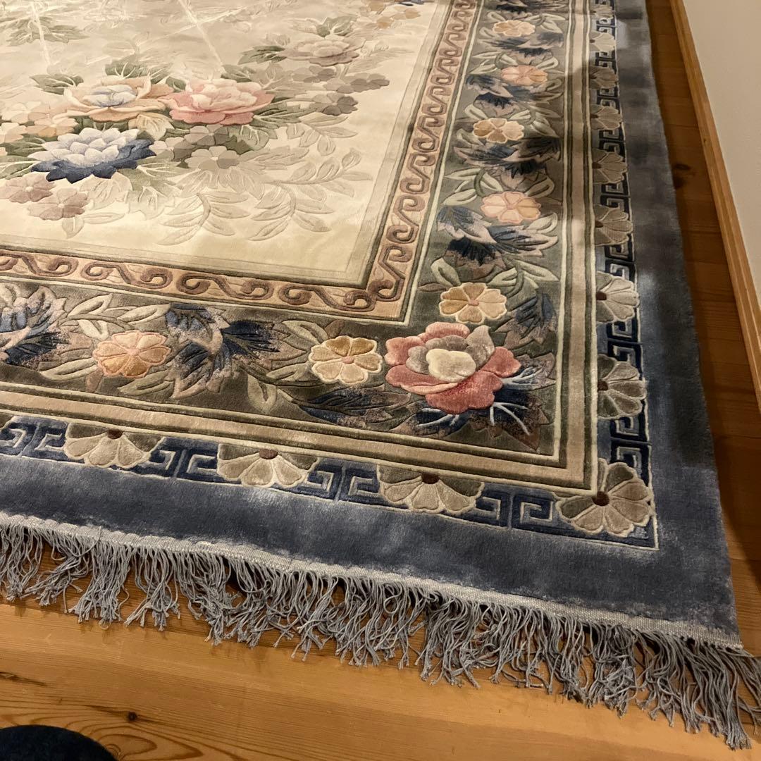 【美品】エクセルヒューマン購入　高級じゅうたん6畳　中国シルク　花柄カーペット