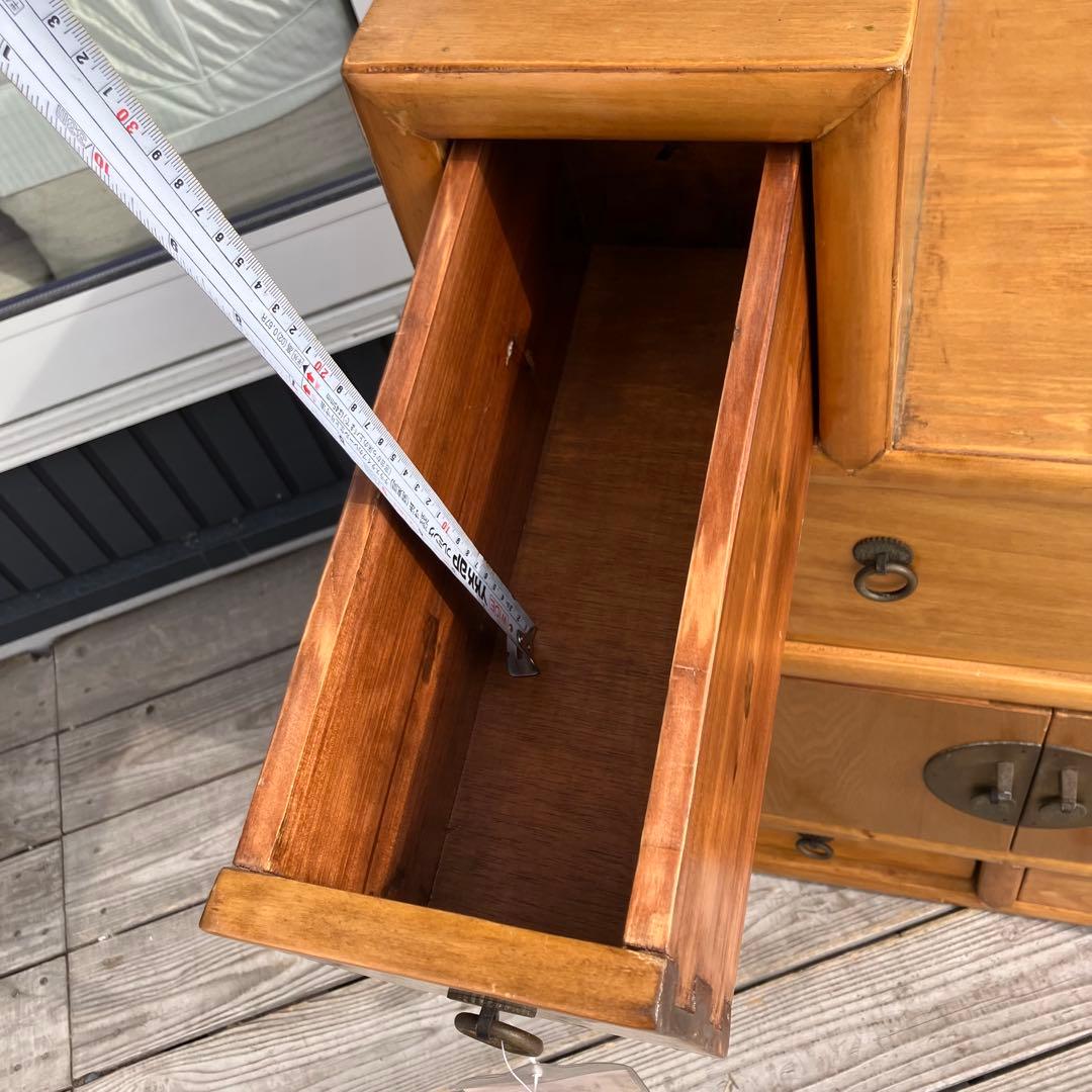 ② 昭和レトロ 中国古典家具 木製 階段箪笥 サイドボード 古家具 両面引き出し