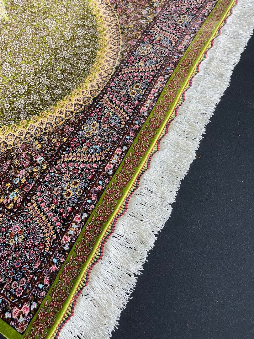 最高級 ペルシャ絨毯シルク イラン クム産 約225万ノット101×150cm