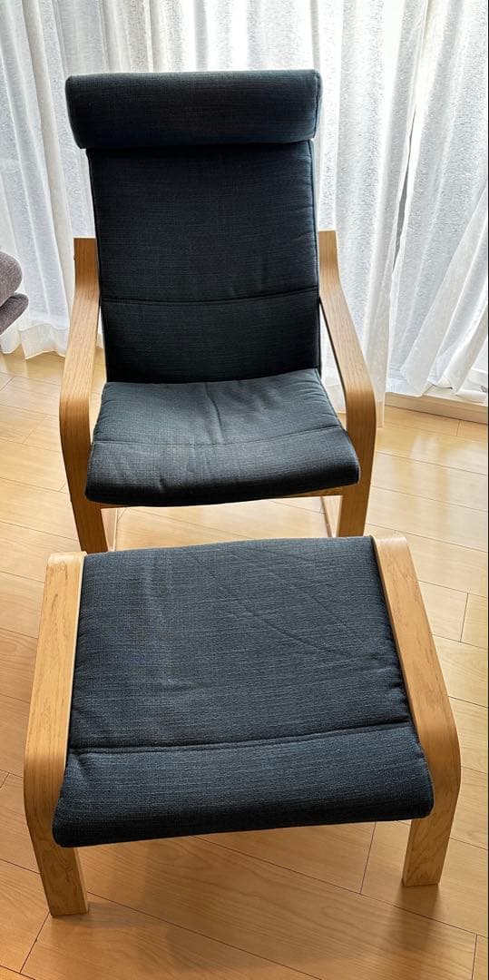 【美品】IKEA POÄNG ポエング ダークブルー 1人掛けソファ