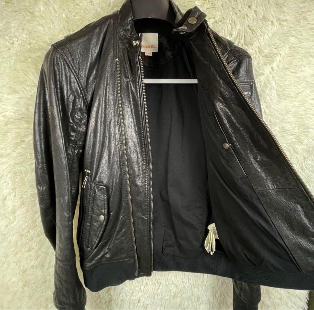 ひ*ん様 DIESEL山羊革ライダースジャケットレザーシングル