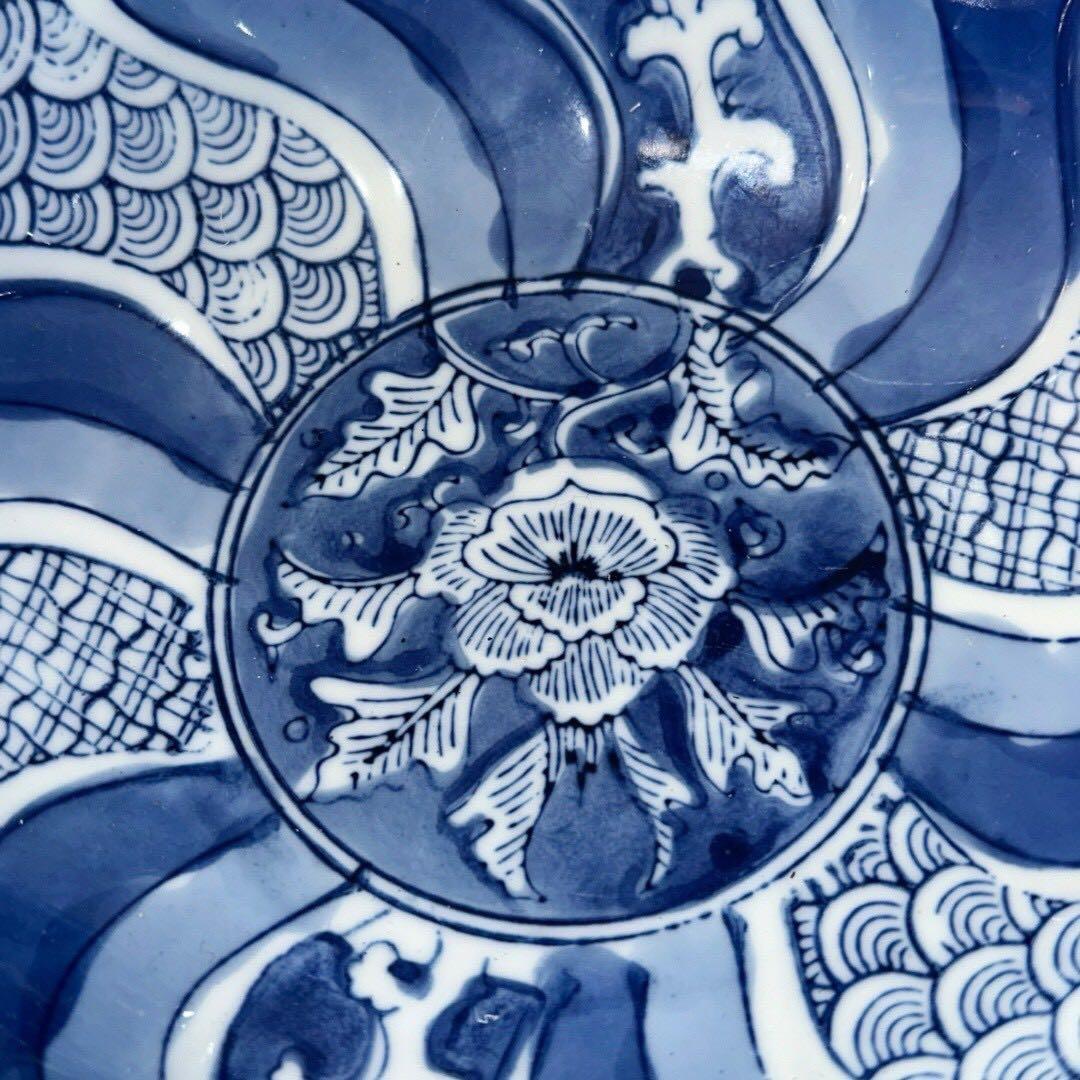 (10客揃え) 和食器 捻り祥瑞 染付 なます皿 刺身皿 鉢 直径15cm 銀彩