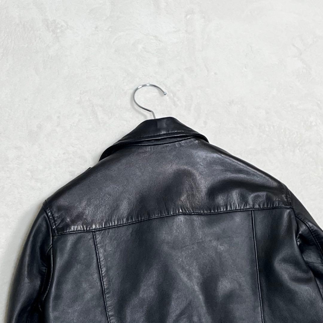 『オールセインツ』ダブルライダースレザージャケット 羊革 UK10 バイカー