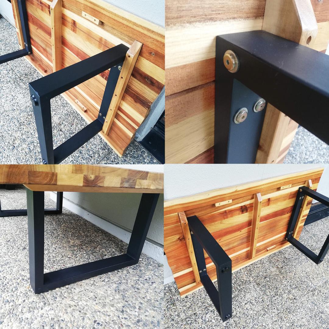 天然木アカシア無垢材 ローテーブル アイアン ダイニングテーブル