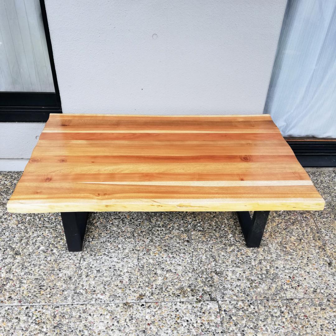 天然木アカシア無垢材 ローテーブル アイアン ダイニングテーブル