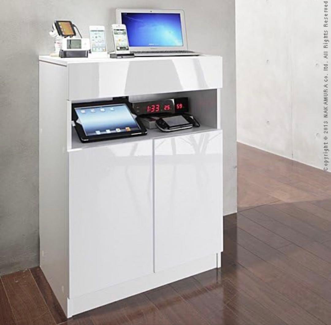 【美品✨】ホワイト　キャビネット収納BOX 自宅、オフィス両用　超便利家具