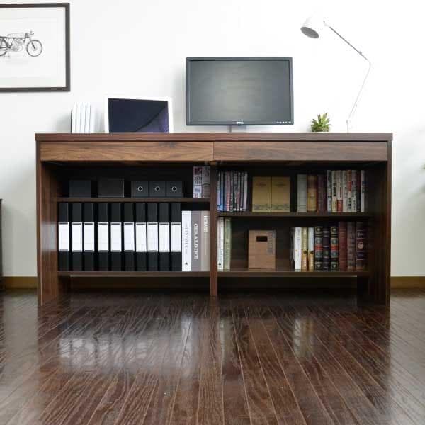 《新品・送料無料》パソコンデスク ウォールナットブラウン 145cm幅