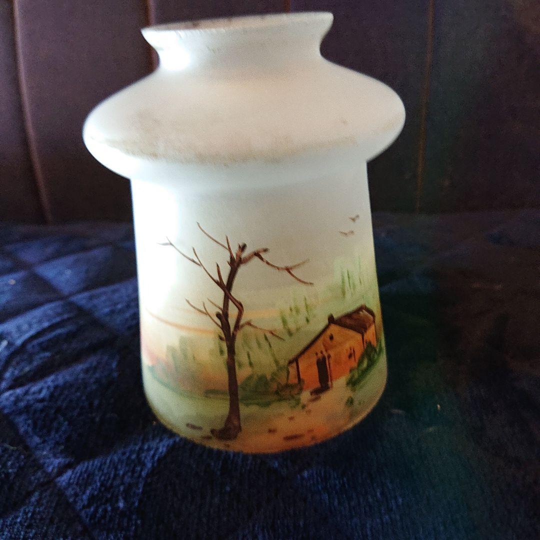 イギリス田舎の夕焼け風景、手描きランプシェード、アンティーク