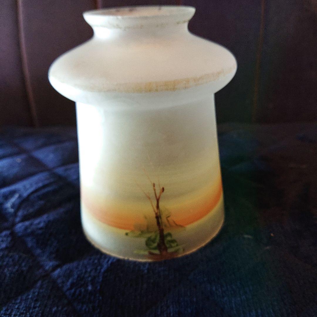 イギリス田舎の夕焼け風景、手描きランプシェード、アンティーク