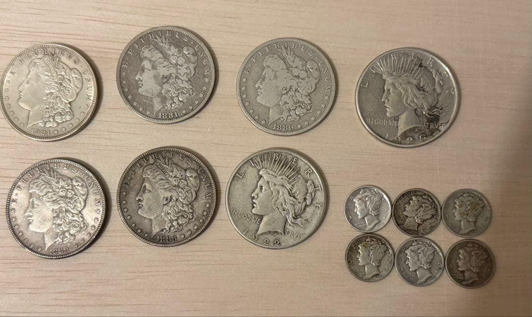 アメリカ　銀貨　おまとめ　モルガン　ピース　マーキュリー　1ドル銀貨 10セント