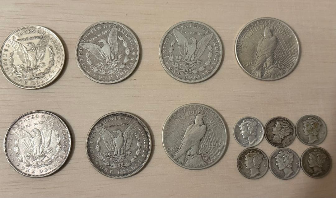 アメリカ　銀貨　おまとめ　モルガン　ピース　マーキュリー　1ドル銀貨 10セント